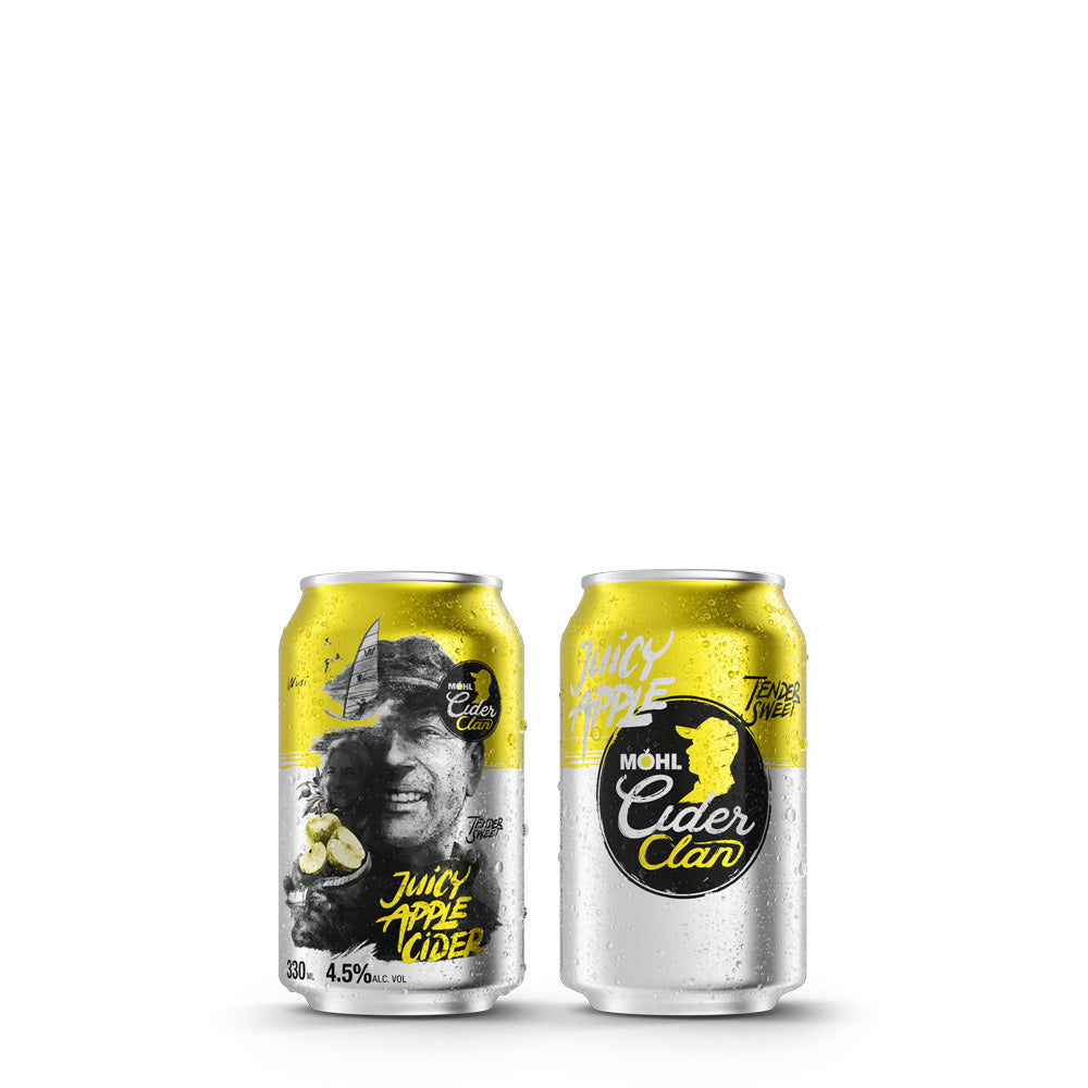 
                  
                    Laden Sie das Bild in den Galerie-Viewer, Möhl Cider Clan - Juicy Apple Cider 33cl Einweg-Glasflasche oder Dose, 4,5 Vol. %
                  
                